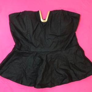 Lack faux leather strapless peplum top